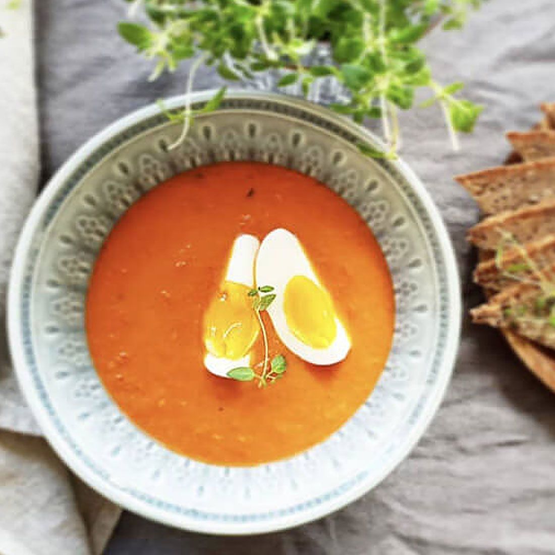 Spicy tomatsuppe med semi-tørket tomat